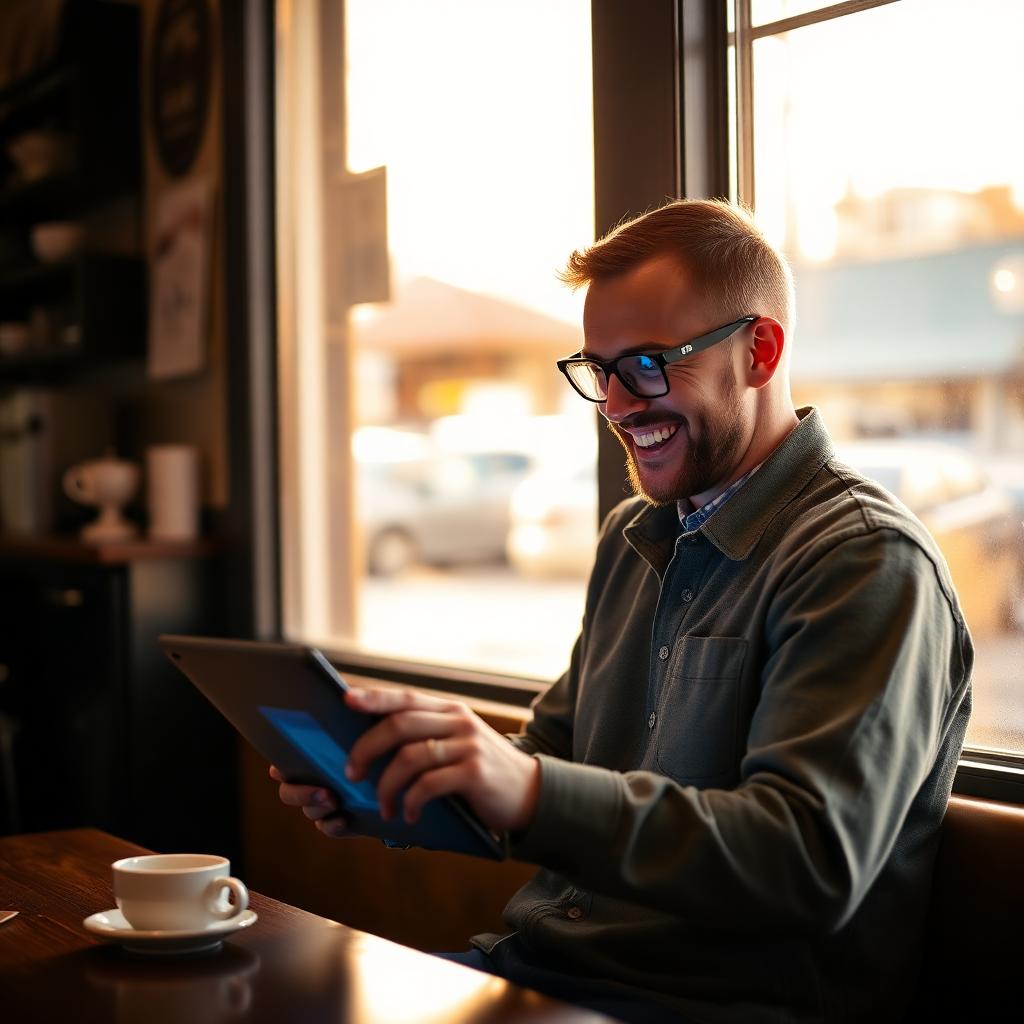 Local business owner updating their website on a tablet